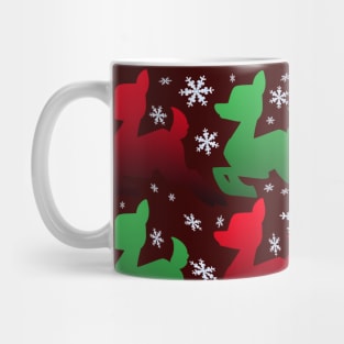 Gift Wrapp'd - Red & Green Deer, Red Background Mug